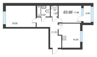 2 ккв № 134 Корп.: 2 , Секция 6  в ЖК Кронфорт. Центральный