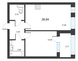 1 ккв № 22 Корп.: 2 , Секция 2  в ЖК Кронфорт. Центральный