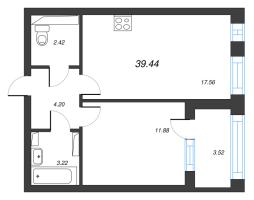 1 ккв № 36 Корп.: 2 , Секция 2  в ЖК Кронфорт. Центральный