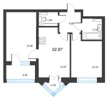 2 ккв № 115 Корп.: 2 , Секция 5  в ЖК Кронфорт. Центральный