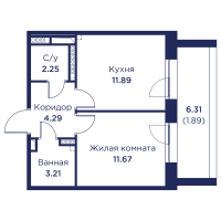 1 ккв № 176 Корп.: 3 , Секция 8  в ЖК Кронфорт. Центральный