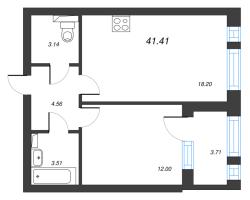 2 ккв (Евро) № 43 Корп.: 2 , Секция 3  в ЖК Кронфорт. Центральный