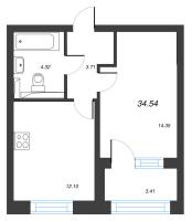 1 ккв № 92 Корп.: 2 , Секция 4  в ЖК Кронфорт. Центральный