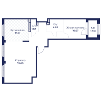 2 ккв (Евро) № 29 Корп.: 3 , Секция 2  в ЖК Кронфорт. Центральный
