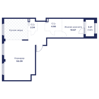 2 ккв (Евро) № 13 Корп.: 3 , Секция 2  в ЖК Кронфорт. Центральный