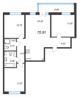 4 ккв (Евро) № 49 Корп.: 1.1 , Секция 1  в ЖК Кронунг Янино