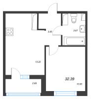 2 ккв (Евро) № 215 Корп.: 1.2 , Секция 3  в ЖК Кронунг Янино