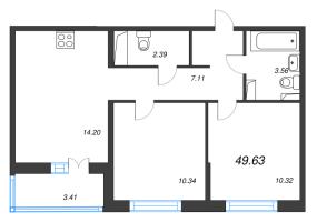 3 ккв (Евро) № 14 Корп.: 1.1 , Секция 1  в ЖК Кронунг Янино