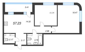 3 ккв (Евро) № 1 Корп.: 1.1 , Секция 1  в ЖК Кронунг Янино