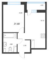 1 ккв № 158 Корп.: 1.2 , Секция 3  в ЖК Кронунг Янино