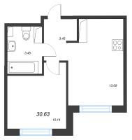2 ккв (Евро) № 143 Корп.: 1.2 , Секция 3  в ЖК Кронунг Янино