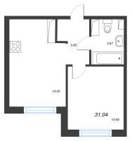 2 ккв (Евро) № 144 Корп.: 1.2 , Секция 3  в ЖК Кронунг Янино