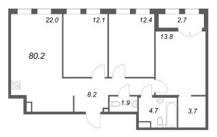 4 ккв (Евро) № 443 Корп.: 1 , Секция 11  в ЖК Кронунг ЮГ
