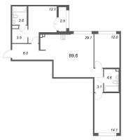 4 ккв (Евро) № 113 Корп.: 1 , Секция 3  в ЖК Кронунг ЮГ