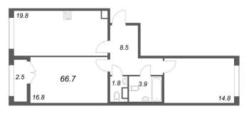 3 ккв (Евро) № 396 Корп.: 1 , Секция 10  в ЖК Кронунг ЮГ