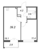 2 ккв (Евро) № 458 Корп.: 1 , Секция 12  в ЖК Кронунг ЮГ