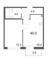 2 ккв (Евро) № 268 Корп.: 1 , Секция 7  в ЖК Кронунг ЮГ