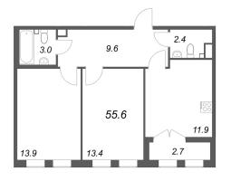 2 ккв № 81 Корп.: 1 , Секция 2  в ЖК Кронунг ЮГ