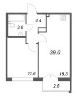 2 ккв (Евро) № 506 Корп.: 1 , Секция 13  в ЖК Кронунг ЮГ