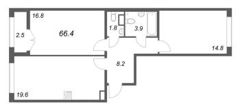 3 ккв (Евро) № 105 Корп.: 1 , Секция 3  в ЖК Кронунг ЮГ