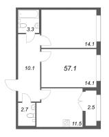 2 ккв № 94 Корп.: 1 , Секция 3  в ЖК Кронунг ЮГ