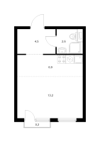 Студия № 1.14.6 Корп.: 3.2 , Секция 1  в ЖК Кудровский парк