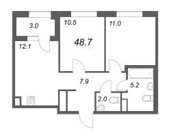 2 ккв № 16 Корп.: 2 , Секция 1  в ЖК Куинджи