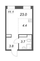 Студия № 530 Корп.: 2 , Секция 8  в ЖК Куинджи