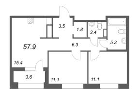 2 ккв № 325 Корп.: 2 , Секция 5  в ЖК Куинджи