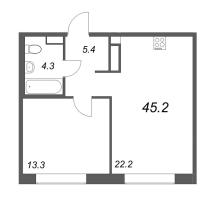 2 ккв (Евро) № 197 Корп.: 2 , Секция 4  в ЖК Куинджи