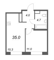 2 ккв (Евро) № 274 Корп.: 2 , Секция 5  в ЖК Куинджи