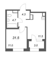 1 ккв № 68 Корп.: 2 , Секция 1  в ЖК Куинджи