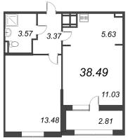 2 ккв (Евро) № 30 Корп.: 582 , Секция 1  в ЖК Курортный Квартал