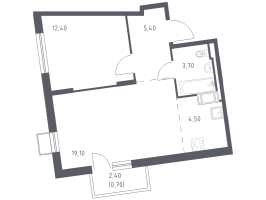 2 ккв (Евро) № 53 Корп.: 5 , Секция 1  в ЖК Курортный Квартал