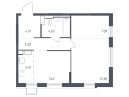 1 ккв № 227 Корп.: 7 , Секция 4  в ЖК Курортный Квартал