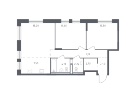 3 ккв (Евро) № 5 Корп.: 3 , Секция 1  в ЖК Курортный Квартал