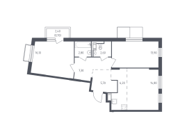 3 ккв (Евро) № 48 Корп.: 4 , Секция 1  в ЖК Курортный Квартал