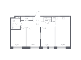 4 ккв (Евро) № 2 Корп.: 3 , Секция 1  в ЖК Курортный Квартал