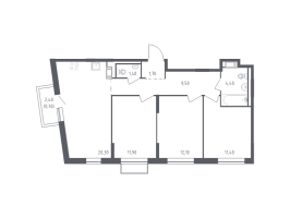 4 ккв (Евро) № 18 Корп.: 2 , Секция 1  в ЖК Курортный Квартал