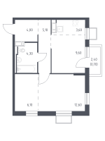 2 ккв (Евро) № 115 Корп.: 8 , Секция 3  в ЖК Курортный Квартал