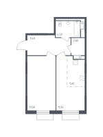 2 ккв (Евро) № 1 Корп.: 1 , Секция 1  в ЖК Курортный Квартал