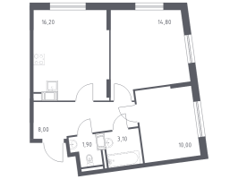 3 ккв (Евро) № 7 Корп.: 5 , Секция 1  в ЖК Курортный Квартал
