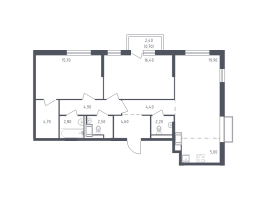 3 ккв (Евро) № 9 Корп.: 4 , Секция 1  в ЖК Курортный Квартал