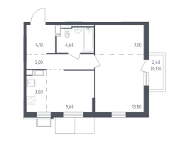 1 ккв № 243 Корп.: 7 , Секция 4  в ЖК Курортный Квартал