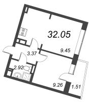 2 ккв (Евро) № 141 Корп.: 581 , Секция 3  в ЖК Курортный Квартал
