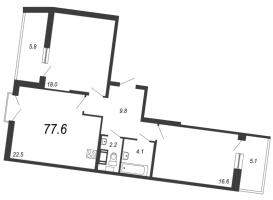 2 ккв № 35 Дом: 15В Корп.: 4 , Секция 1  в ЖК Квартал Che