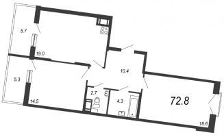 2 ккв № 57 Дом: 15В Корп.: 4 , Секция 2  в ЖК Квартал Che