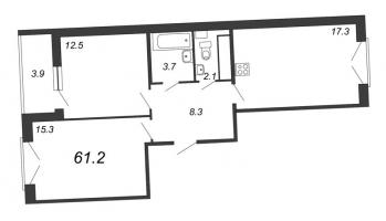 2 ккв № 75 Дом: 15В Корп.: 6 , Секция 2  в ЖК Квартал Che