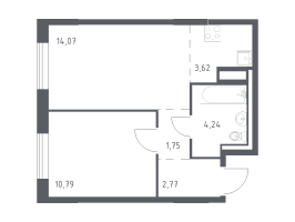 2 ккв (Евро) № 179 Корп.: 1 , Секция 3  в ЖК Квартал Лаголово