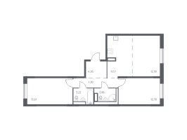 3 ккв (Евро) № 261 Корп.: 1 , Секция 4  в ЖК Квартал Лаголово